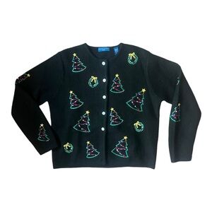 Elegant, subtle Christmas Holiday Wool Sweater L